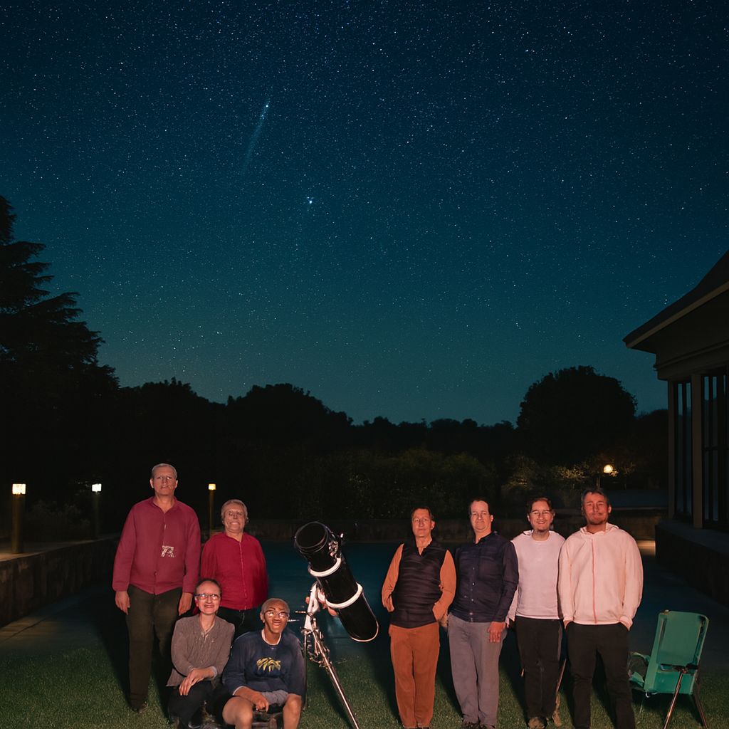 Grupo observando la V&iacute;a L&aacute;ctea con un telescopio durante un Star Party